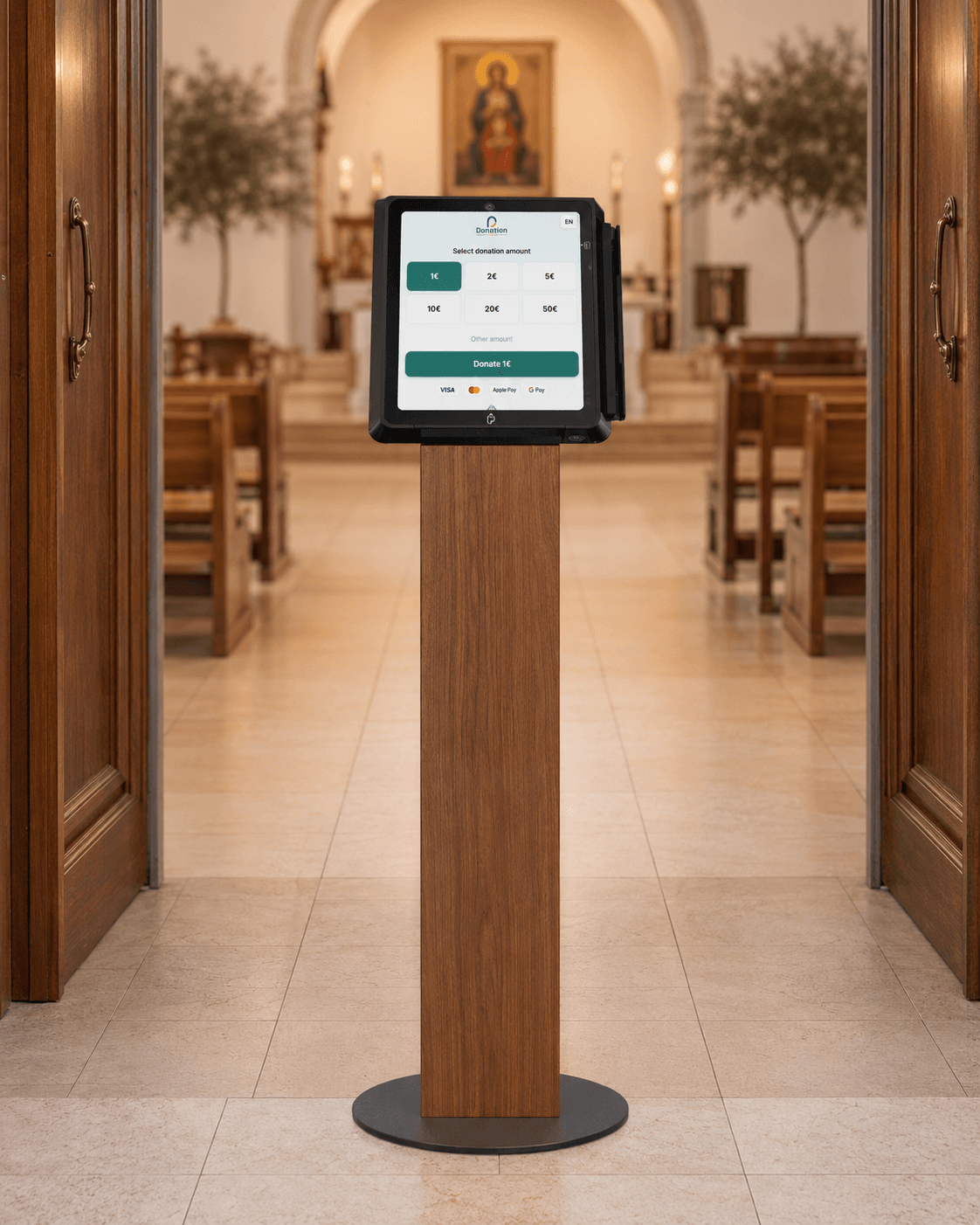 Donation POS Point — donation kiosk for sacred spaces